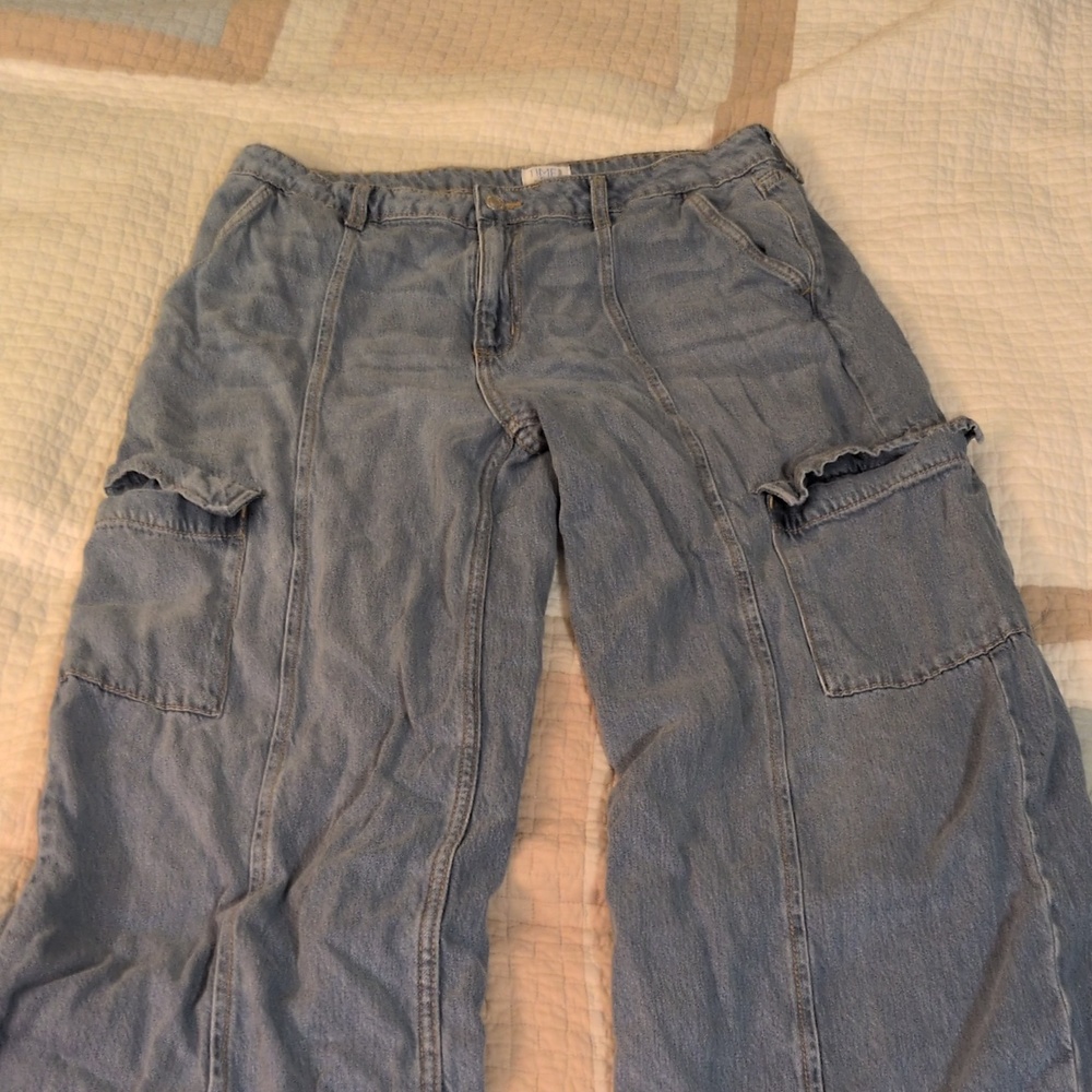 Light Blue Denim Jeans with Contrast Stitching